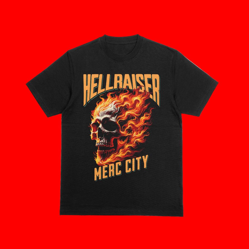Merc City “Hellraiser” Flame Skull Streetwear Tee