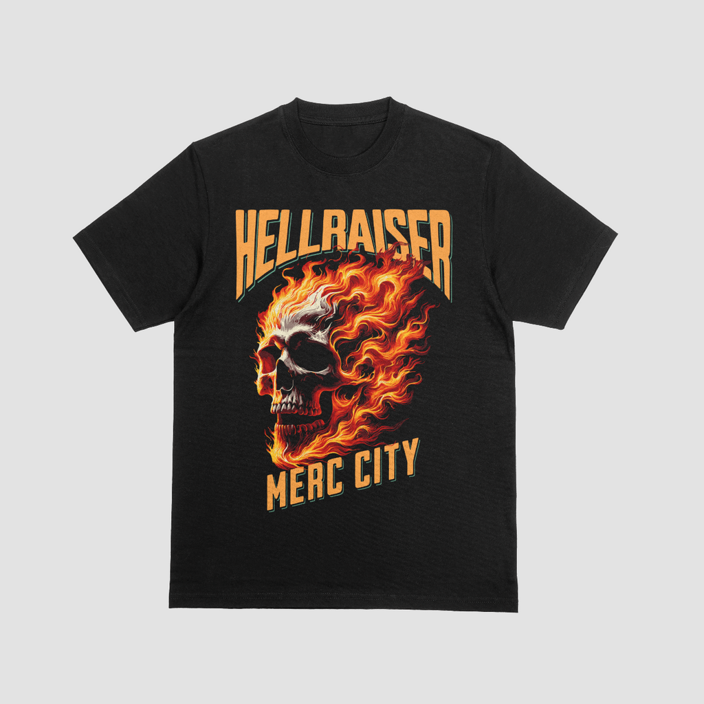 Merc City “Hellraiser” Flame Skull Streetwear Tee