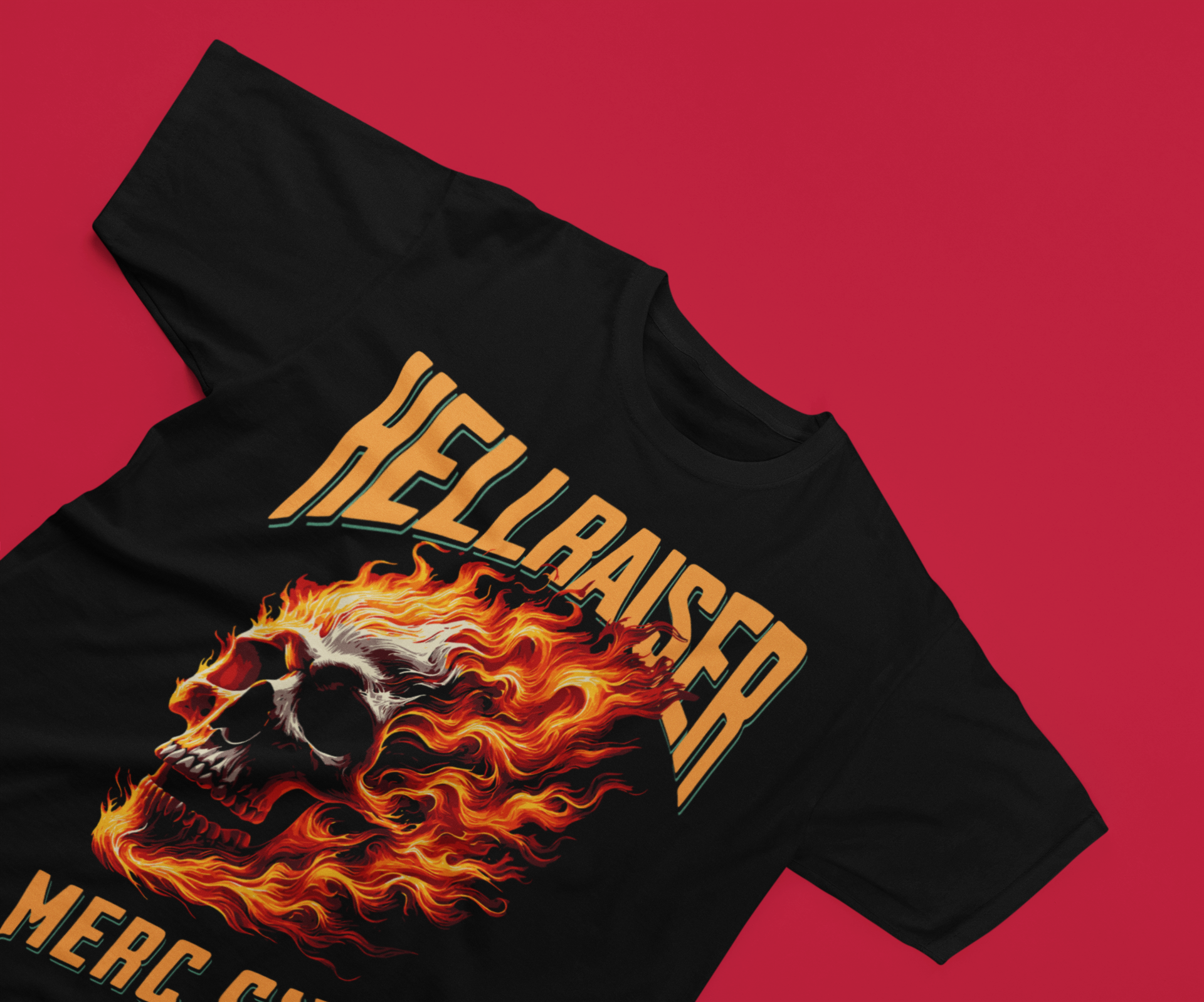 Merc City “Hellraiser” Flame Skull Streetwear Tee