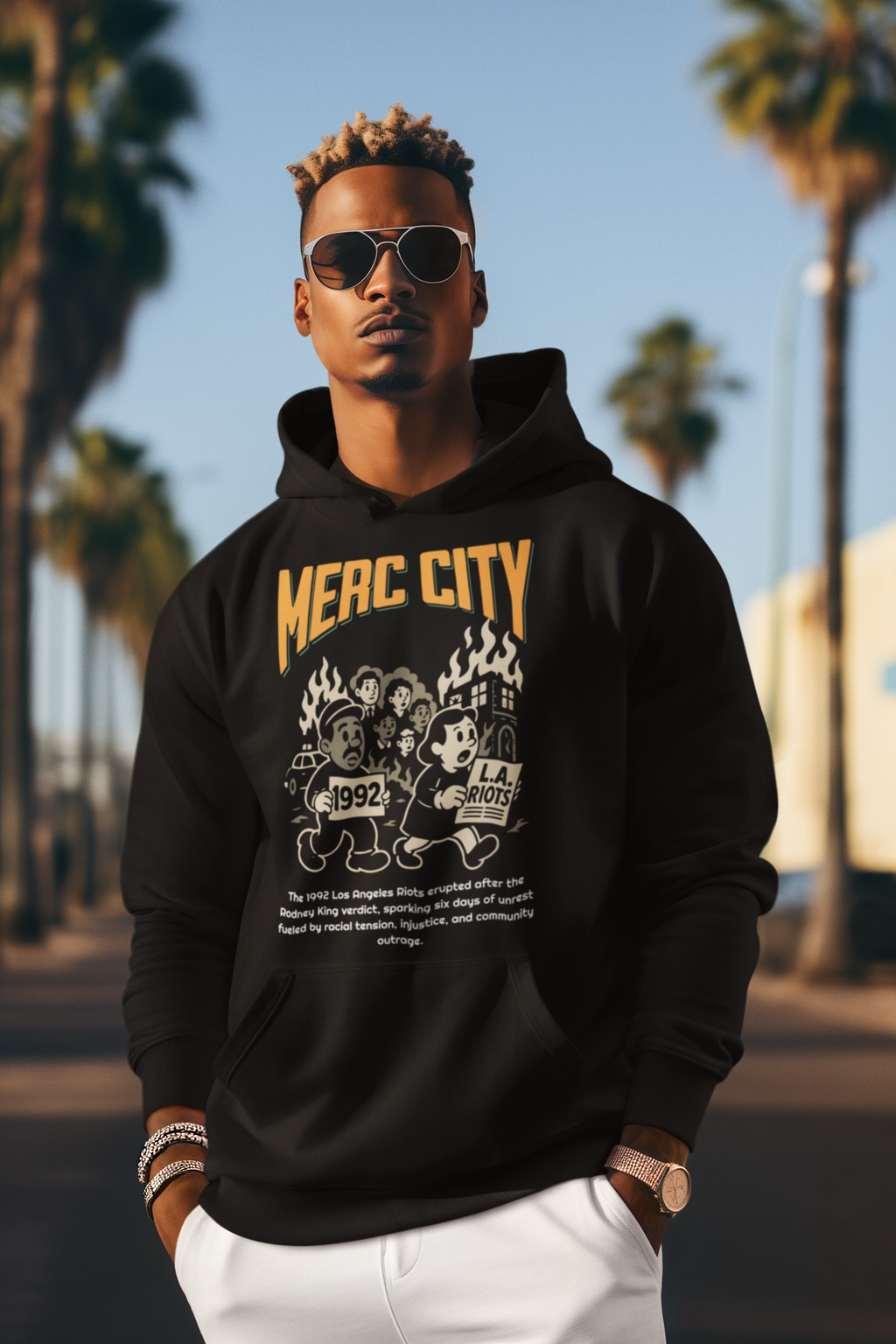Merc City 1992 L.A. Uprising Retro Hoodie