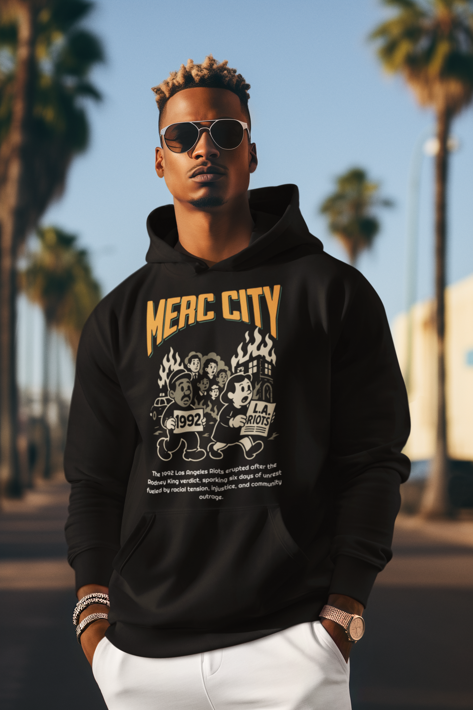 Merc City 1992 L.A. Uprising Retro Hoodie